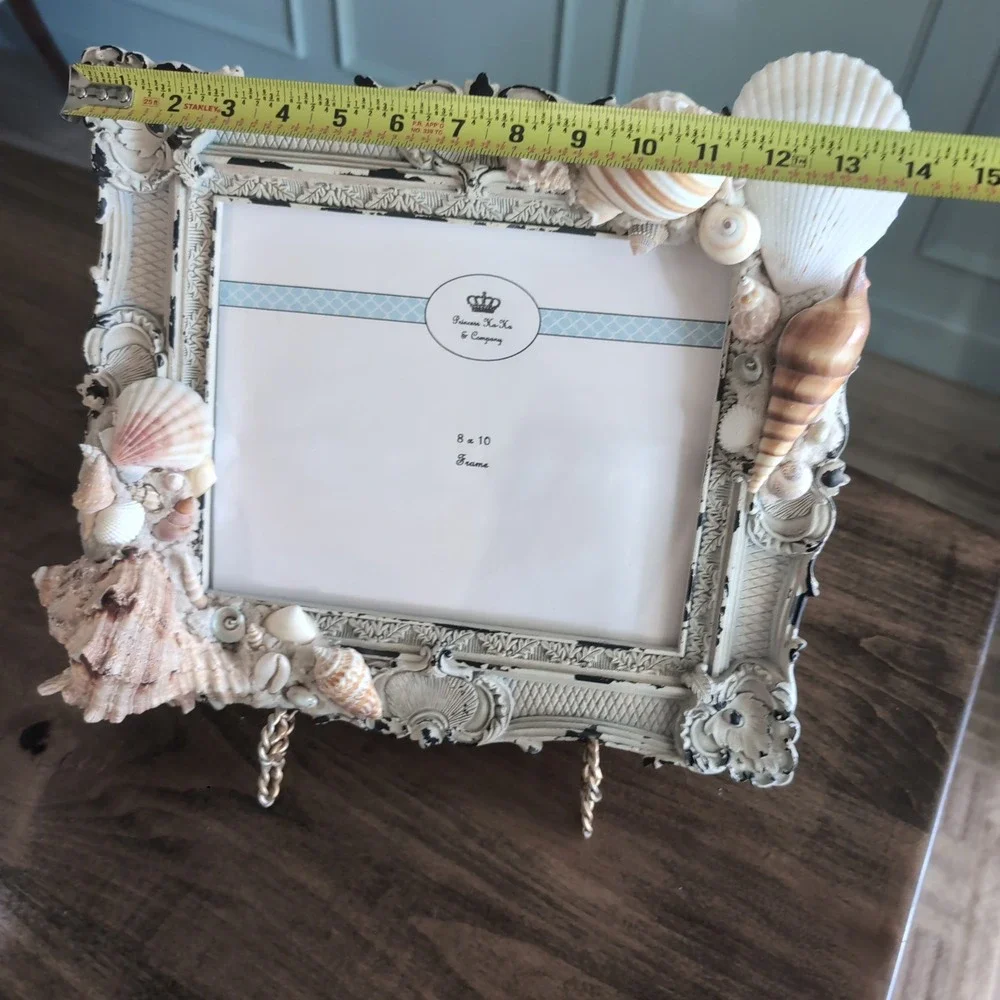Vintage Style‎ 8x10 Shell Picture Frame Ornate Distressed Cream Coastal Sea Life
